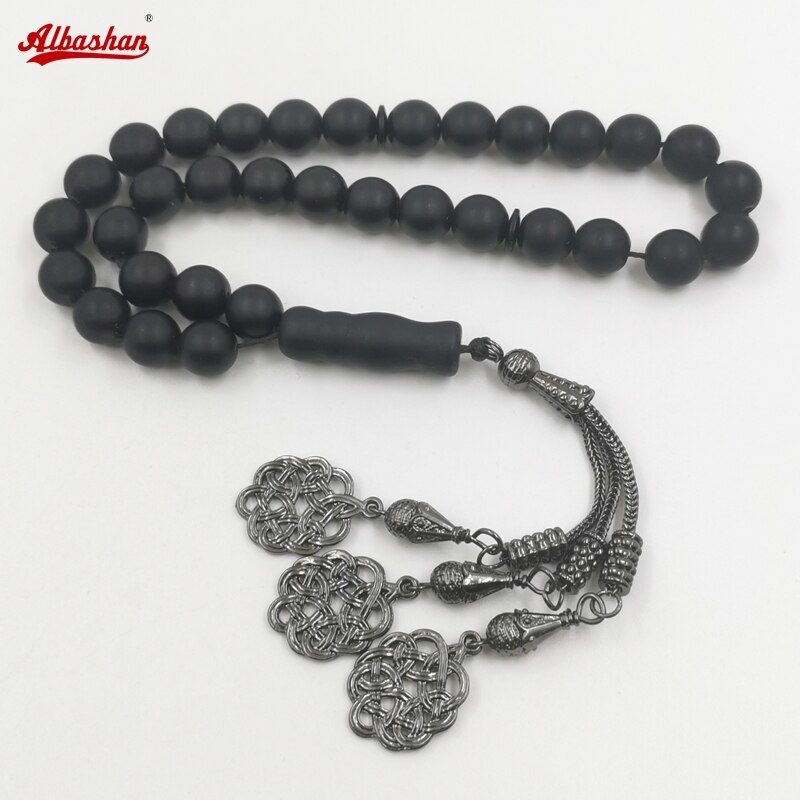 Primary image for Tasbih Men Black Matte agates stone muslim prayer beads islamic rosary 33 beads 