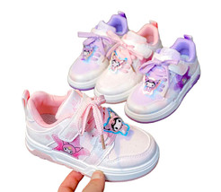 Kid&#39;s Girls Sneakers Hello Kitty PU Leather Breathable White Classic Sport Shoes - £23.88 GBP