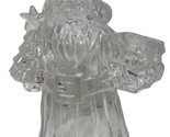 24% Lead Crystal Santa Claus Candle Holder 7.5” USA Excellent  Christmas... - $14.68