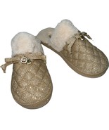 Michael Kors Slippers MK Carter Glitter Sparkle Faux Fur Women&#39;s Slip-On... - $60.80