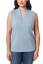 Modern Ambition Womens Top Blue Blouse Sleeveless Crinkle Texture Soft - $616.38 MXN