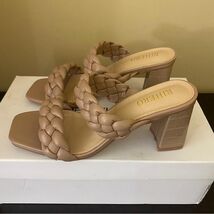 Rihero Women's Braided Heeled Sandals Strappy Square Toe Slip On - $14.35