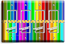 BRIGHT COLOR PENCILS PATTERN 4 GFCI LIGHT SWITCH PLATE ART HOBBY STODIO ... - $20.45