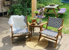 New Outdoor Garden Patio Wooden 3-Piece Bistro Set With 2 Chairs Table Furniture - £223.11 GBP