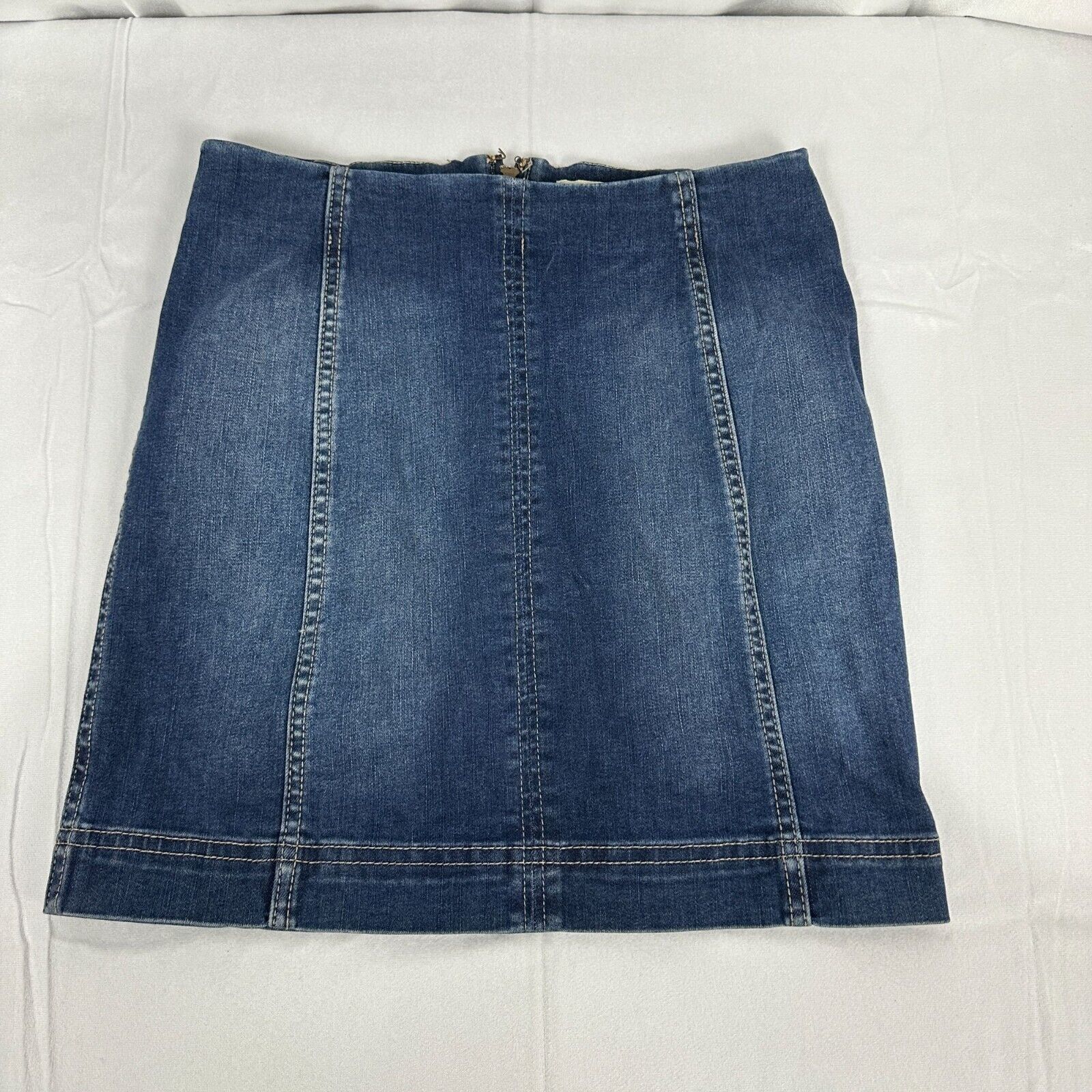 Rewind Womens Denim Mini Skirt 3/26W Blue Cotton Blend Zipper Back - $14.00