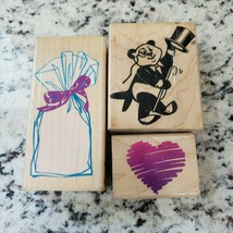 Rubber Stampede Posh Impressions Clearly Wrapped Bag Panda Bear Heart Sketch Lot - £4.89 GBP