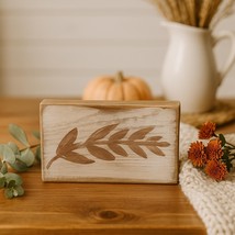Handcrafted Wooden Decorative Block with Leaf Design - $15.87