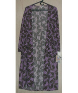 NWT WOMENS LuLARoe Sarah LILAC W/ BLACK LEAVES LONG CARDIGAN SWEATER  SI... - €21,88 EUR