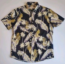 Cotton &amp; Co Hawaiian Pineapple &amp; Palm Tree Button Down Shirt Men&#39;s Medium - £14.72 GBP