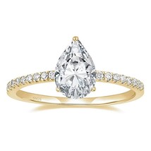 2CT 925 Sterling Silver Engagement Rings Pear Cut Cubic Zirconia CZ Wedding Prom - £20.26 GBP