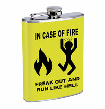 Fire Freak Out &amp; Run Funny 01R Flask 8oz Stainless Steel Hip Drinking Whiskey - £11.86 GBP