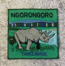 Vintage Patch Ngorongoro Tanzania  Africa Rhinoceros Embroidered - £6.73 GBP