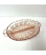 Depression Glass Relish Dish Pink Oyster And Pearl Divided With Handles ... - £19.47 GBP