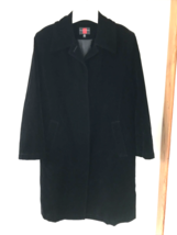 Gallery Black Rayon Blend Velvet Long Overcoat Trench Car Coat Womens M 40&quot; - £47.07 GBP