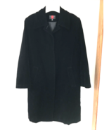 Gallery Black Rayon Blend Velvet Long Overcoat Trench Car Coat Womens M 40&quot; - £47.17 GBP