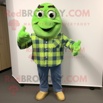 Lime Green Rainbow mascot costume character dressed with a Flannel Shirt and Ear - £1,067.21 GBP