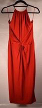 Michael Kors Crimson Red Body Con Halter Dress Silver Hoop Neck Clasp 10... - $69.30