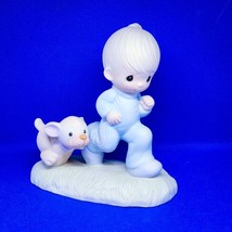 1979 VTG Precious Moments Figurine GOD&#39;S SPEED - Boy Running With Dog MNT - $21.49