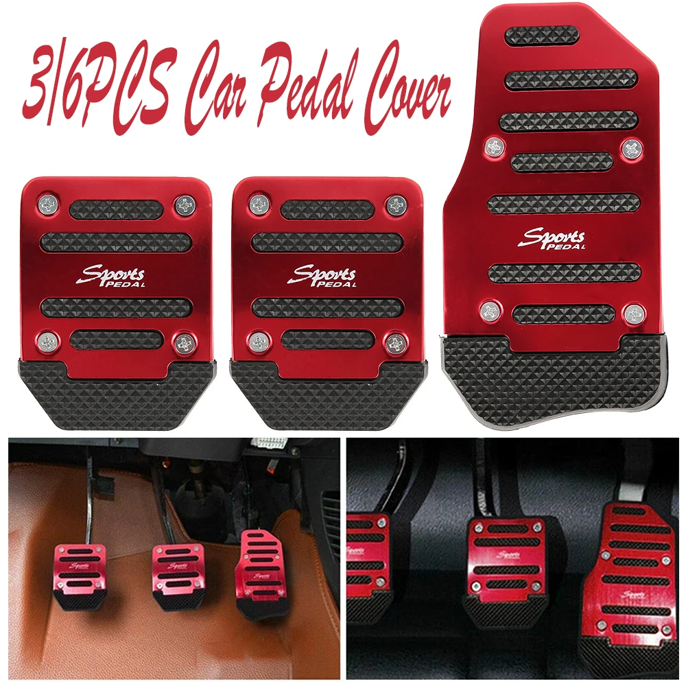 6pcs universal car brake pedal covers aluminum non slip tools auto gas brake foot pedal thumb200