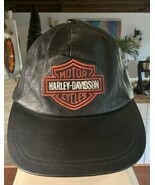 Vntg Authentic HARLEY-DAVIDSON Black Genuine Leather Adjustable Hat Cap ... - $2,963.58 MXN Vntg Authentic HARLEY-DAVIDSON Black Genuine Leather Adjustable Hat Cap ... - $2,963.58 MXN