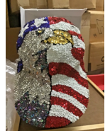 Sequin Baseball cap hat Patriotic stars stripes red white blue Eagle - $595.61 MXN