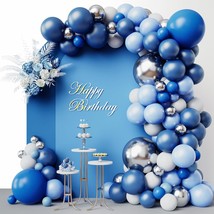 144Pcs Blue Balloons Arch Garland Kit, 18/12/10/5 Inch Blue White And Si... - £22.34 GBP