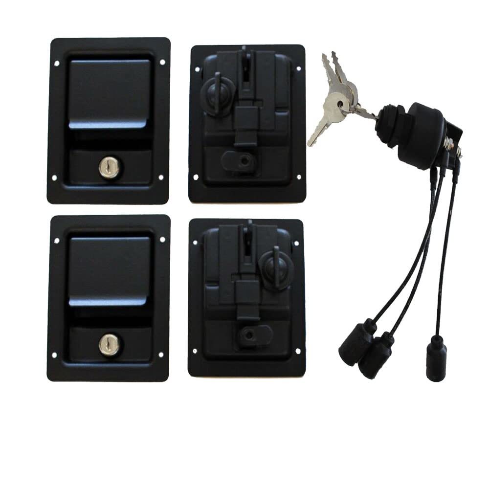 Security KIT - Single Locking Black Locking Door Handles &amp; Keyed Ignitio... - $259.00