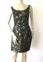 ASOS Fit and Flare Black Green &amp; Gold Metallic Floral Dress (Size 6) - £15.59 GBP