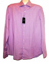 Hugo Boss Men&#39;s Pink Plaids Button Front Dress Shirt Size 17.5 - £66.99 GBP