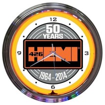 Hemi 50th Anniversary Neon Clock 15&quot;x15&quot; - £67.38 GBP