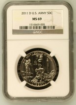2011 D United States Army 50c MS69 NGC Reg #1516669-005 of 39,442 MINTED XXLOW # - £39.51 GBP