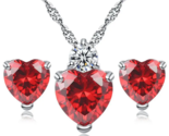 3 pc Dazzling Red Cubic Zirconia Necklace &amp; Earrings Set - New - $16.99