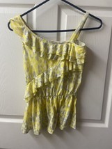 Epic Threads Asymmetrical  Top Girls Size Large Yellow Ruffle Sleevess Summer - £4.67 GBP