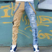 straight overall Beige And Blue Jeans - £29.05 GBP