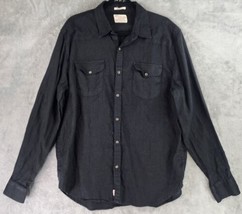 Lucky Brand Shirt Mens Large Black Western Classic Fit Pearl Snap Long S... - £23.25 GBP