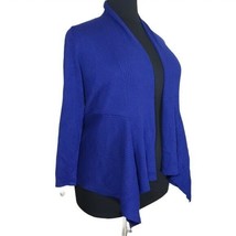 JM Collection Womens Blue Petite Mix Rib Flyaway Open Front Cardigan Size PL - £11.99 GBP