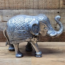 Vintage Cast Aluminum Nickel Elephant - Ornately Detailed Decor Piece - Unique - $34.63