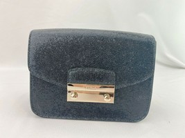 NWT Furla Mini Julia Pochette glitter Crossbody Bag In black - £153.94 GBP
