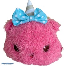 Num Noms Hot Pink Furry Cotton Candy Plush Toy Unicorn Blue Bow Polka Dots 8&quot; - £10.25 GBP