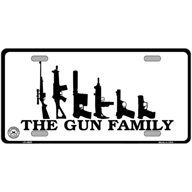 The Gun Family Metal Novelty License Plate - 6&quot; x 12&quot; - £7.72 GBP