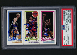 1980 Topps Reprint Bird/Erving/Magic Authentic Triple Auto PSA/DNA Cert - £797.50 GBP