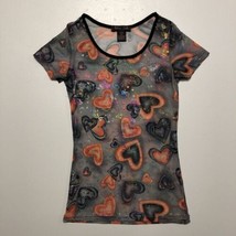 Miss Juli Juniors Short Sleeve Stretch Orange, Gray &amp; Black Blouse Top s... - $12.19