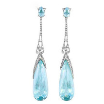 Wish Copper Earrings Simple Elegant Water Drop Earrings Sky Blue Crystal Earring - £7.86 GBP