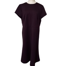 Ann Taylor Short Sleeve Flared Midnight Fig Burgundy Midi Dress Size 18 - £40.10 GBP