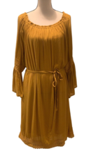 Speed Control New York Womens Shift Dress With Belt Size 2X Mustard Off Shoulder - £9.34 GBP