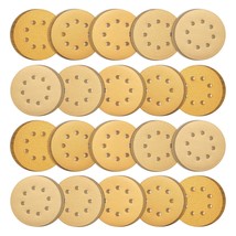 100Pcs 5 Inch Sanding Discs 60/80/120/150/220 Grits Gold Sanding Discs Hook And  - £27.23 GBP