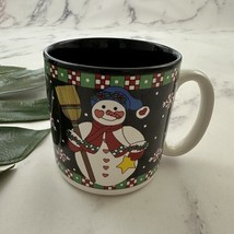 Potpourri Vintage 90s Chrismtas Snowman Coffee Mug Black White Holiday W... - $25.73 CAD