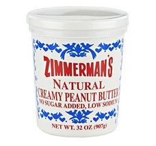 Zimmermans Natural Creamy Peanut Butter 32 Oz. (2 Tubs) - £20.63 GBP