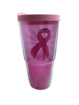Pink Tervis Tumbler 24oz Breast Cancer Awareness Ribbon Love Hope Strength & Lid - $9.85
