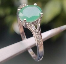 3.25 Karat Smaragd Silberring Versprechen Ring für Sie Solitaire Stapel - £45.95 GBP